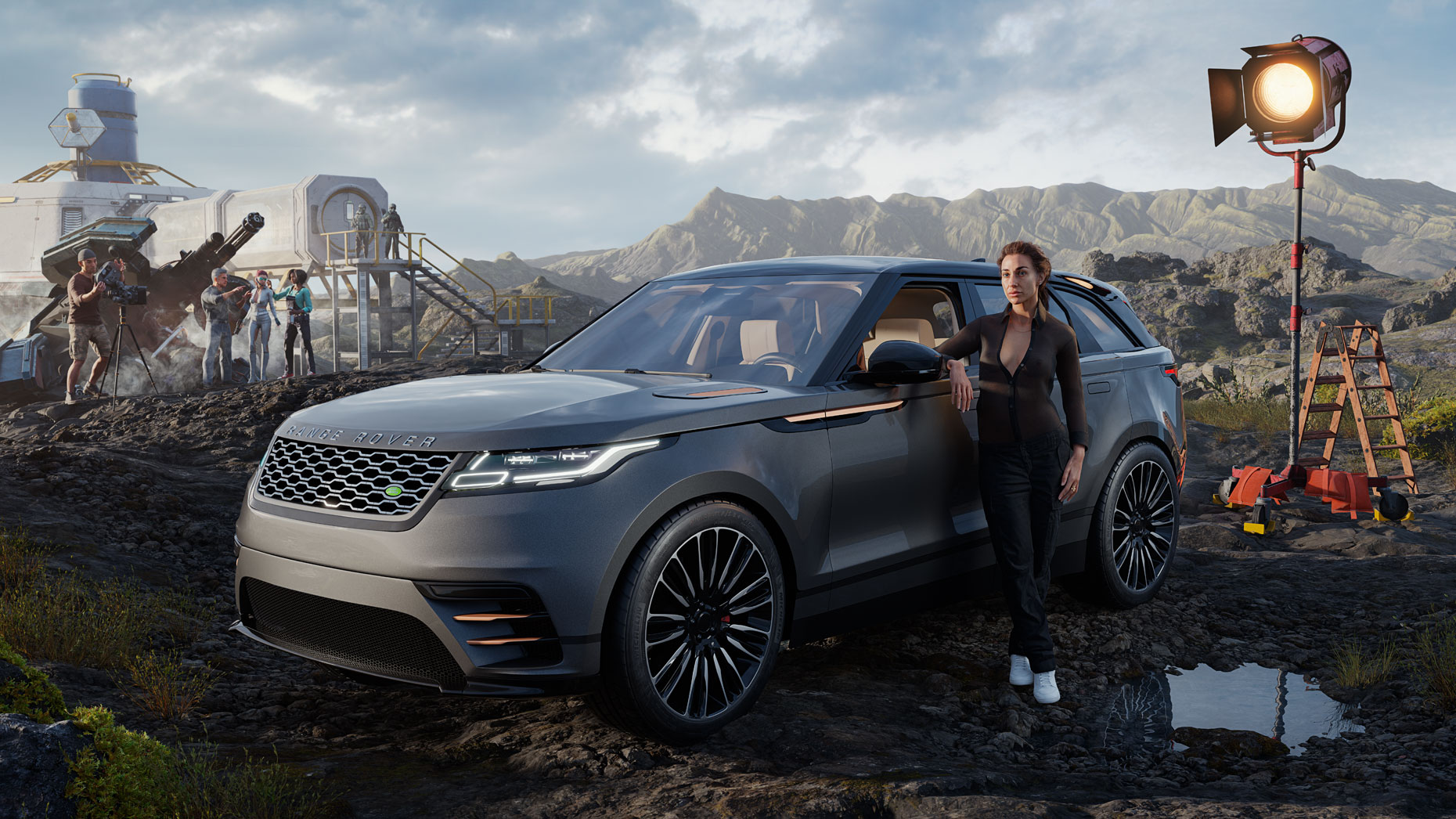 Portrait of female and Range Rover by Dale May (100% CGI)